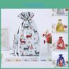 5 Peças Sacos de Natal Reutilizáveis com Cordão para Presentes com Desenhos Fofos de Feriado