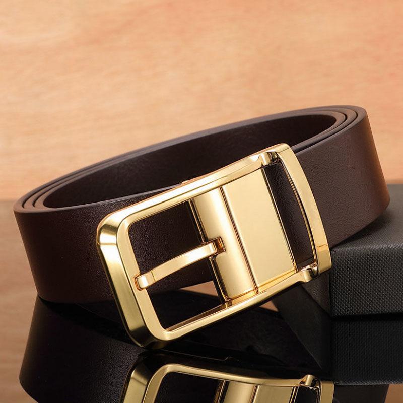 New Genuine Leather Men's Belt Pin Buckle Simple and Versatile Retro Cowhide Belt Youth Casual Jeans Belt