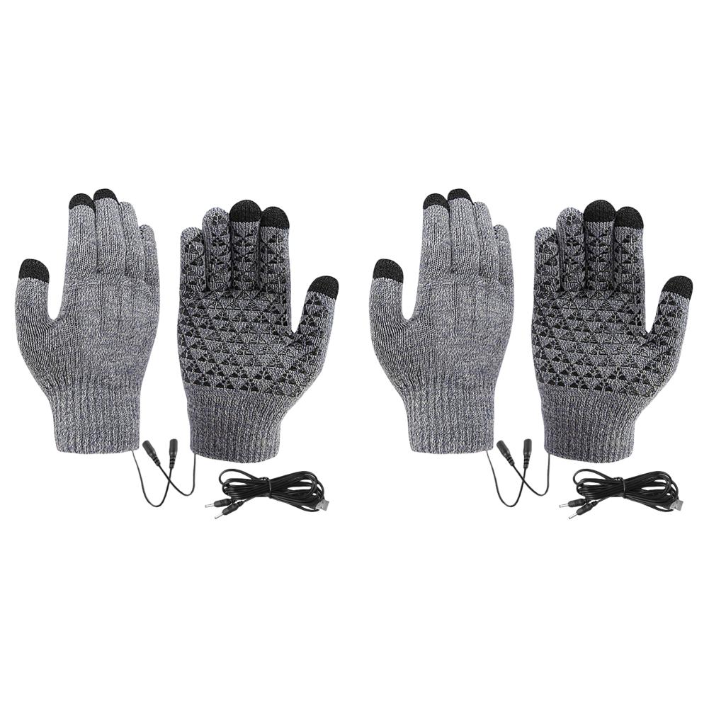 1/2pair Winter Electric Heated Gloves Touch Screen Outdoor Riding Skiing Mitten USB Heated Gloves for Backpacking Mountaineering