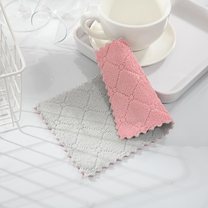 5/10/15Pcs Kitchen Dish Towels Double-layer Home Ultra Soft Absorbent Pad Coral Fleece Dishcloth Nonstick Oil Fast Dry Washcloth