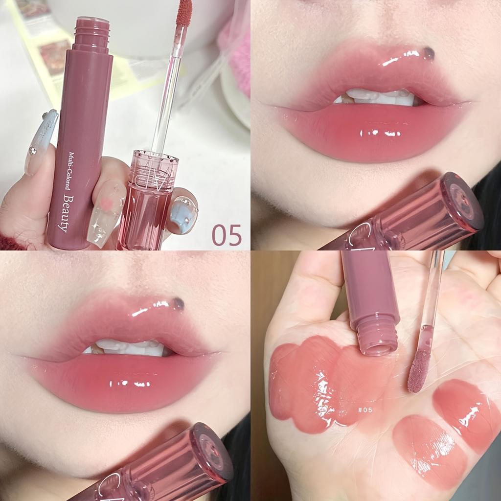 Gloss Labial Jelly Espelhado à Prova d'Água 6 Cores Brilho Labial Água-Luz Longa Duração Hidratante Brilhante Vermelho Tonalizante Lábios Maquiagem Cosméticos