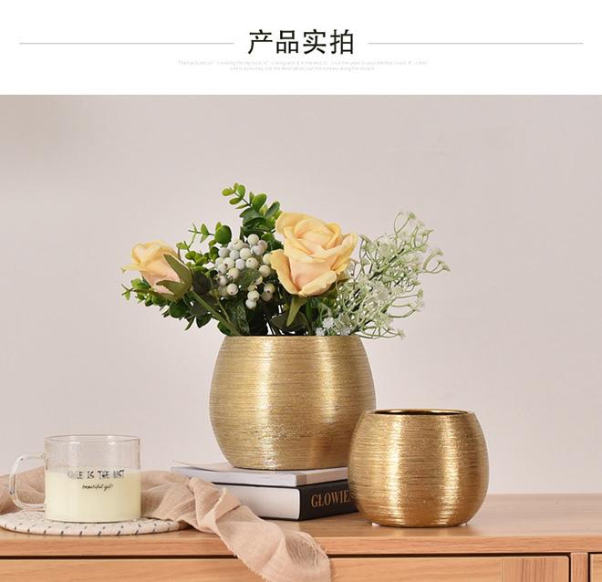 Dropshipping Ceramic Indoor Planters Gold Finish Small Flowerpot for Houseplants Succulents Pots Orchids Snake Plants for Garden