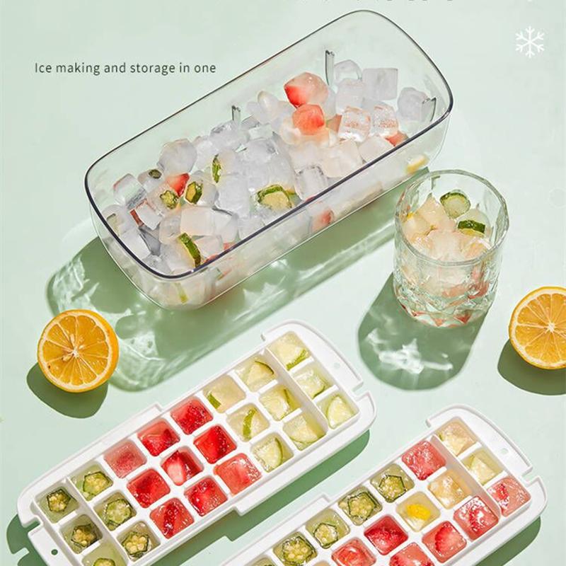Press Type Silicone Ice Cube Maker 2 In 1 Ice Cube Ice Tray Making Mould Box Sets Creative Kitchen Gadgets Summer Cold Drink DIY