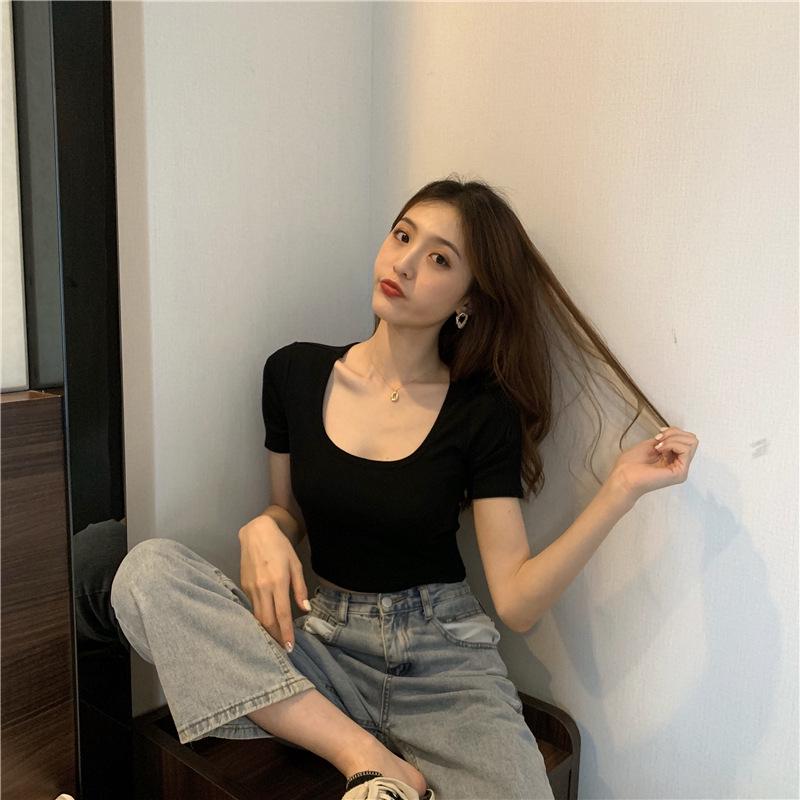 2025 Women's Summer Short-Sleeve Korean Slim Crop Top
