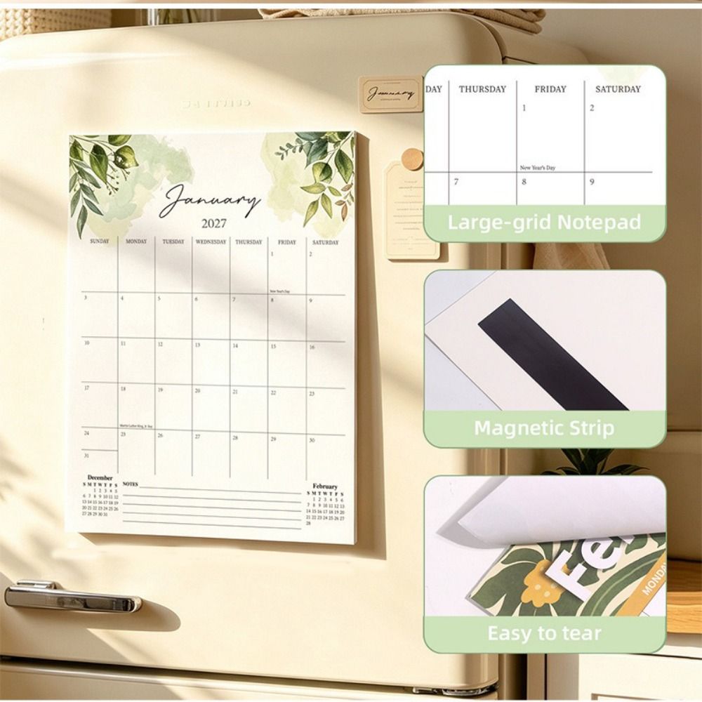 Portable 2027 Wall Calendar with Large Grid Calendar Planner Hanging Calendar Schedule Organizer