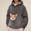 Unisex Casual Color Long Sleeve Hooded Sweatshirt with Pet Pocket