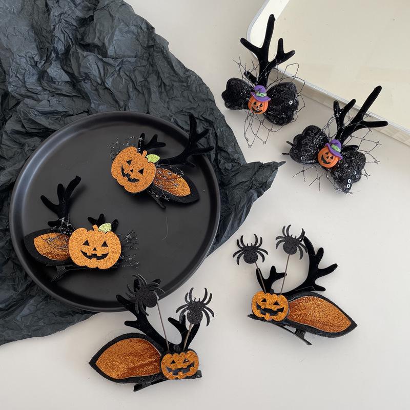 New Halloween Hair Accessories: Pumpkin, Bat, Spider & Skull Hair Clips for Women & Children Stage Performances