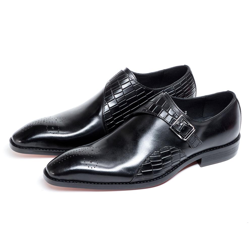 Men'S Shoes Summer New Leather Shoes Fashion British Style Casual Trend Four Seasons Business Dress Monk Shoes