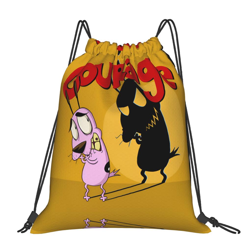 Custom Cowardlyes Dogs Anime Drawstring Bag for Training Yoga Backpacks Men Women Slapstick Sports Gym Sackpack