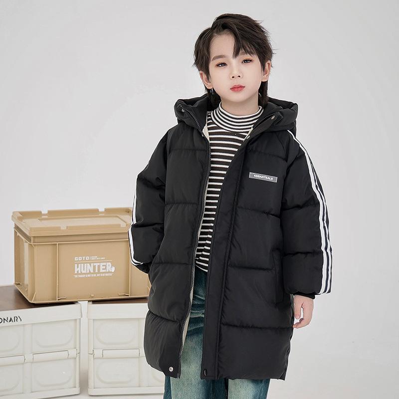 New children's winter warm mid-length lightweight fashion versatile thickened warm hooded down cotton jacket