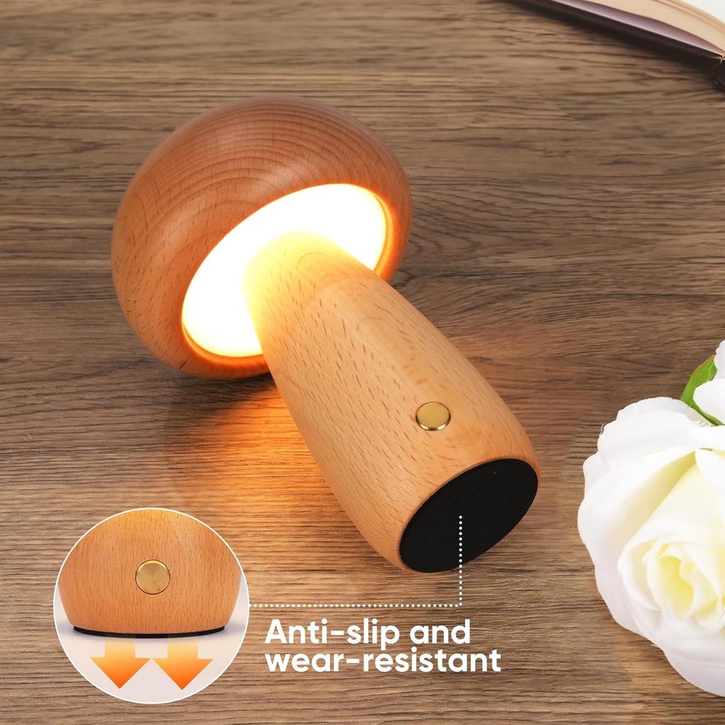 INS LED Nachtlicht Mit Touch Schalter Holz Nette Pilz Nachttisch Lampe Für Schlafzimmer Kinderzimmer Schlafen Nacht Lampen