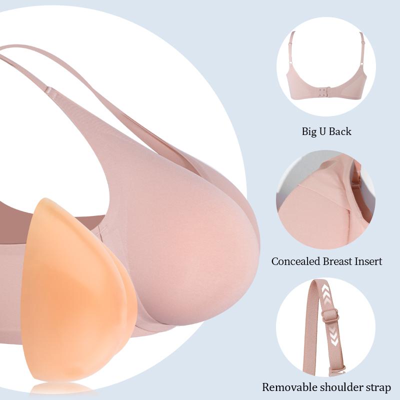 LERVANLA Artificial Silicone Breasts Forms Pads Fake Boobs Chest Women's Silicone Underwear Eexy Breast Padded Bra Becomes Big