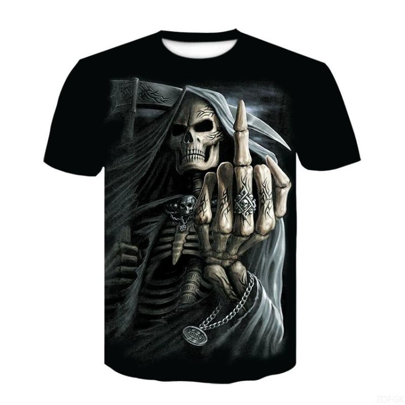 new men's horror skull Halloween print breathable and comfortable round neck T-shirt outdoor party casual top