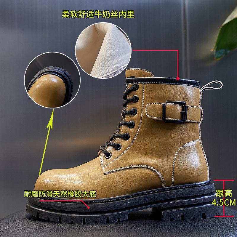 Winter 2025 New British Martin Boots Women's Thick Heel Platform Casual Short Boots Women's Medium Leather Boots Women's