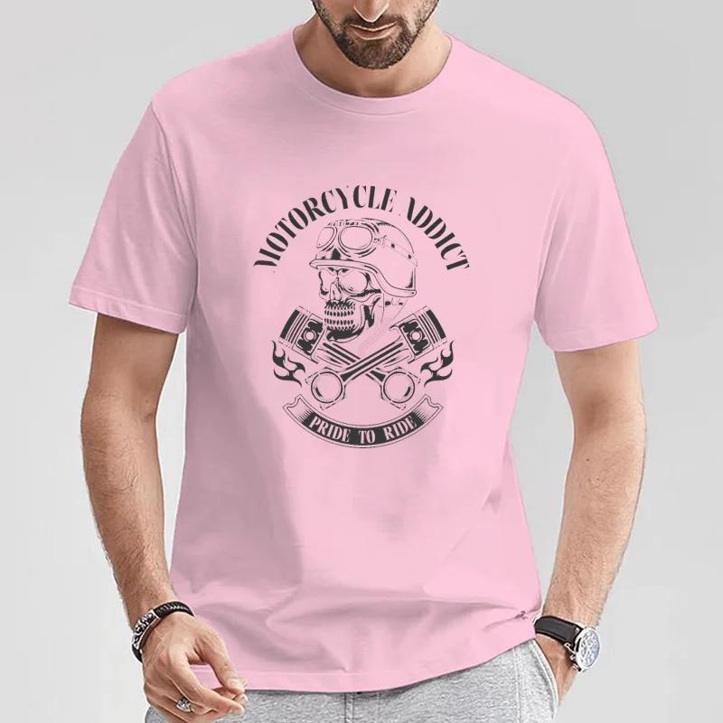 Motorcycle Addict Biker Chopper Bobber Motard Motorrad Summer Short Sleeve Plus Size Print Men T-Shirt Summer  T Shirt