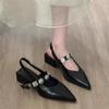 French Pointed Sandals Womens 2025 Summer New Fashion Light Mouth Metal One-Word Buckle Casual Womens Shoes