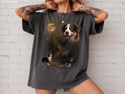 Custom Dog Photo Comfort Colors Shirt Personalized Pet Moon Bootleg Tee Dog Dad Gift