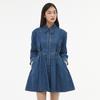 Rap Smoking Collar Flare Mini Denim Dress Aq1Do263