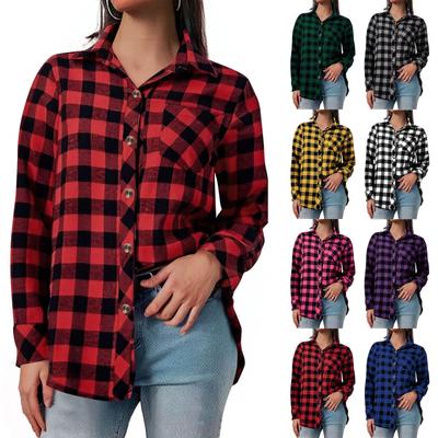 Women's Shirt Long Sleeve Buttons Up Jacke With Pocket