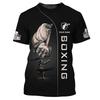Summer Loose Casual Plus Size Men's Short Sleeved T-shirt Boxing Pattern Print Fashionable Daily Comfortable T-shirt