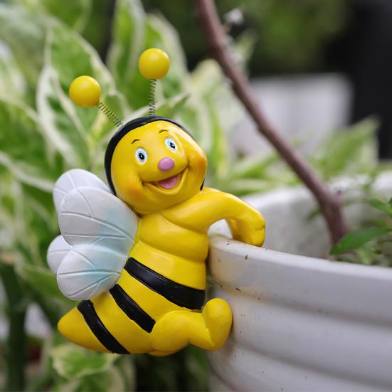 2 ks včelí květináč ozdoba závěsná socha včely pryskyřice kreslená figurka včely medonosné pro hrnkové rostliny květináč okraj dekorace