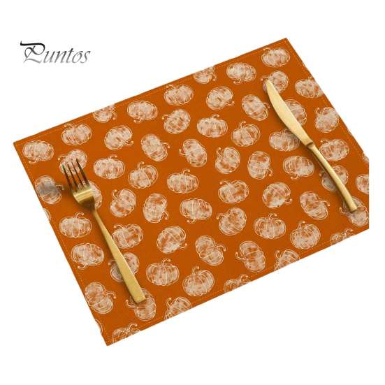 Durable Table Mats for Daily Use Pumpkin Autumn Leaves Placemat, Thanksgiving Linen Washable Heat Resistant Rustic Decorations Place Mat Dining