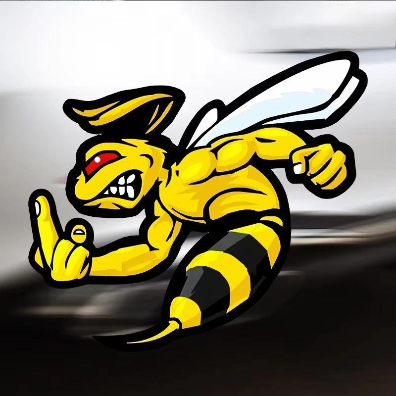 Waterdichte Statische Hechtende Autosticker Zonder Lijm Grappige Bloem Boze Wesp Decoratie Verwijderbare Autokunst Voor Achterbumper