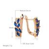 New Blue Natural Zircon Earrings For Women  Rose Gold Leaf Earrings Trendy  Romantic Vintage Wedding Jewelry