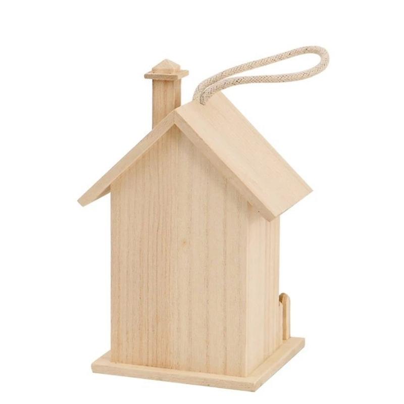 Small Wooden Bird Nest Breeding Box For Courtyard And Terraces Decoration Safe Shelter House For Feathered Bird