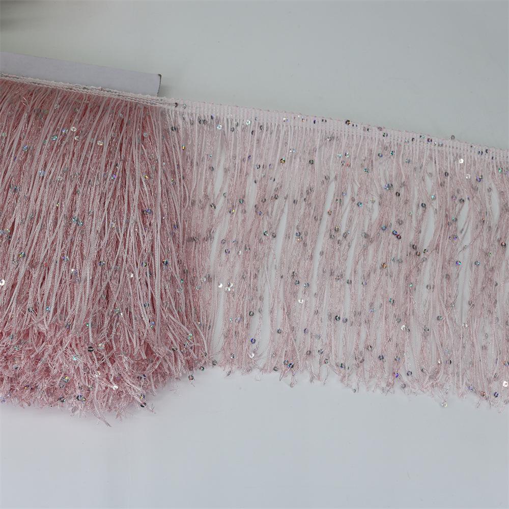 20Cm Wide Sequin Double-Wire Encrypted Nylon Row Beard Fringed Lace Latin Dance Clothing Accessories