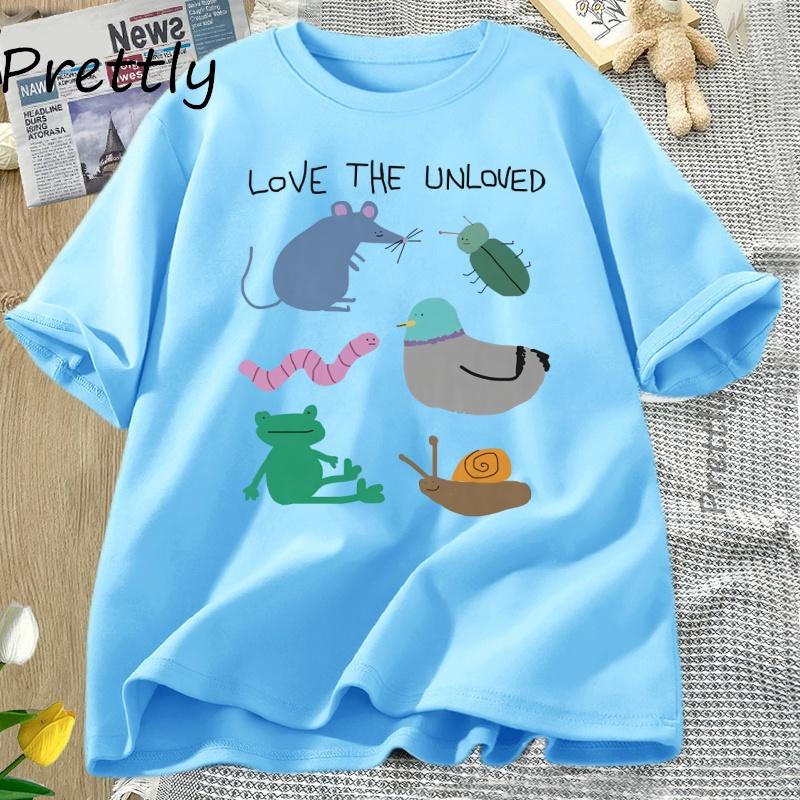 

Love The Unloved Men Women T Shirt Funny Animal Pigeon Rat Frog T-shirt Loose Unisex Short Sleeve Tshirt Cotton Tees Streetwear 4XL