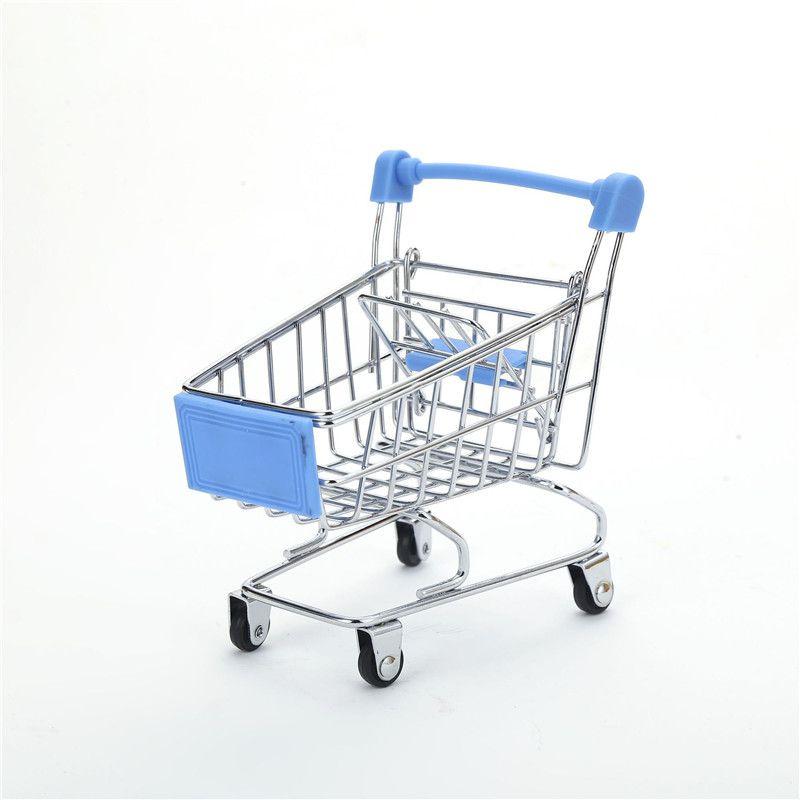 Adorable Children's Mini Metal Shopping Trolley And Colorful Basket Role Play Toy Set For Imaginative Play