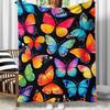 1pc Colorful Butterfly Blanket Flannel Throw Artistic Design Black Background Nature Pattern Bedroom Living Room Decor Gift