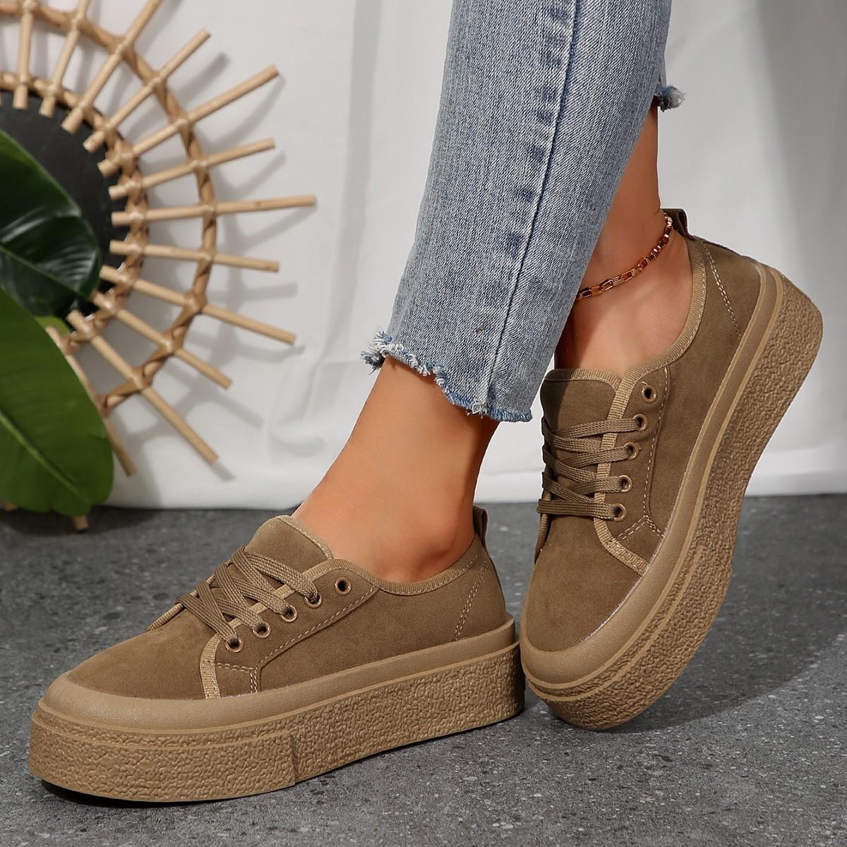 

2025 2024 новые низкие повседневные туфли с круглой подошвой и толстой подошвой, нескользящие, модные, универсальные, удобные, одинарные туфли 42 верблюд