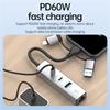 PD 60W 4 In 1 Hub Adapter iP/USB/Type-C Converter with Gigabit Ethernet/Digital Audio/Data Transfer for Laptops/PCs/Tablets/Phones