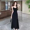 2025 Spring/Summer French Black Spaghetti Strap Slit Dress & Sun Protection Cardigan Set