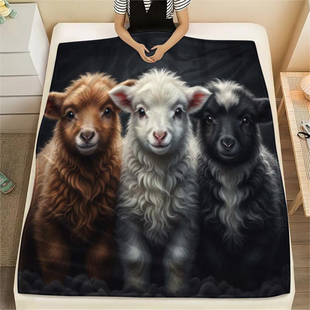 1PC Three animals Print Flannel Blanket, High quality Comfortable for All Seasons, Home Decor, Warmth and Comfort