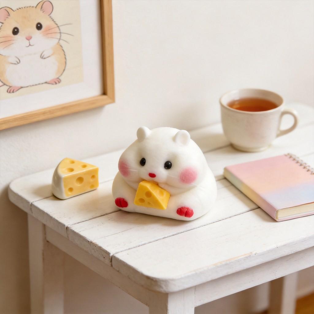 Criceto Bianco Giocattolo Antistress in Silicone con Design a Cartone Animato per Bambini e Adulti