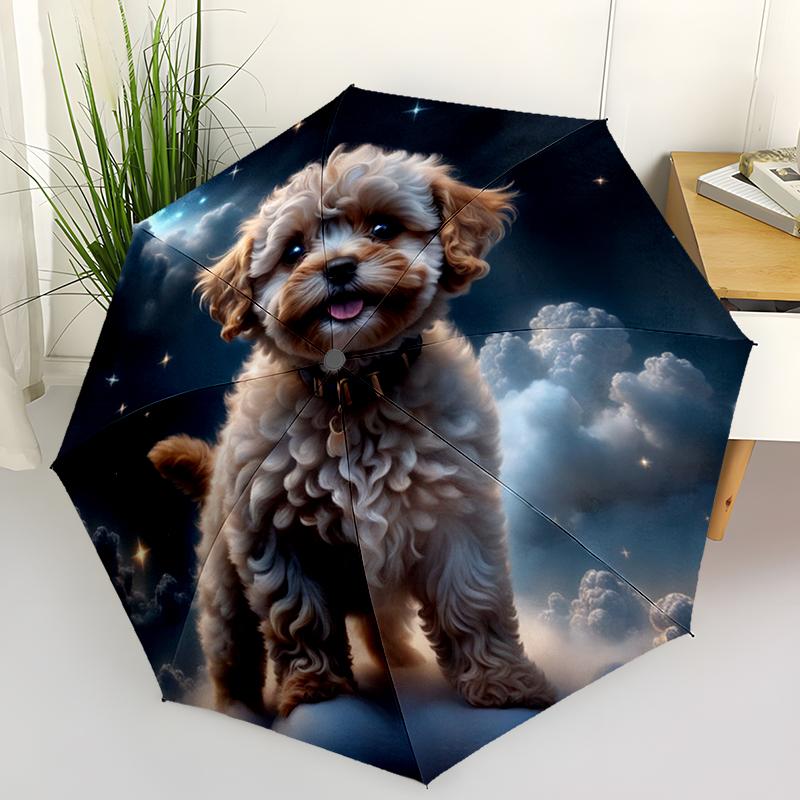 1PC Cute Puppy Dog Folding Umbrella Fashion Auto-Open Design 8 Iron Ribs Plastic Handle Foldable Sunshade Perfect Christmas Gift