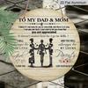 2D Flat, 1pc Round Aluminum Metal Sign, To My Dad & Mom from Daughter, Family Appreciation Quote with Parents & Child Silhouette, Heartwarming