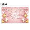 Birthday Photo Backdrop Happy Banner Backdrop, Party Background Cloth for Celebration, Group Bunting Flag Decor Kids Women, Supplies Double-sided
