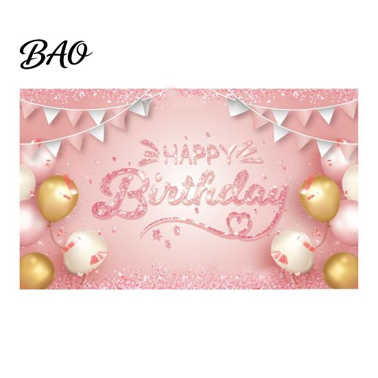 Birthday Photo Backdrop Happy Banner Backdrop, Party Background Cloth for Celebration, Group Bunting Flag Decor Kids Women, Supplies Double-sided