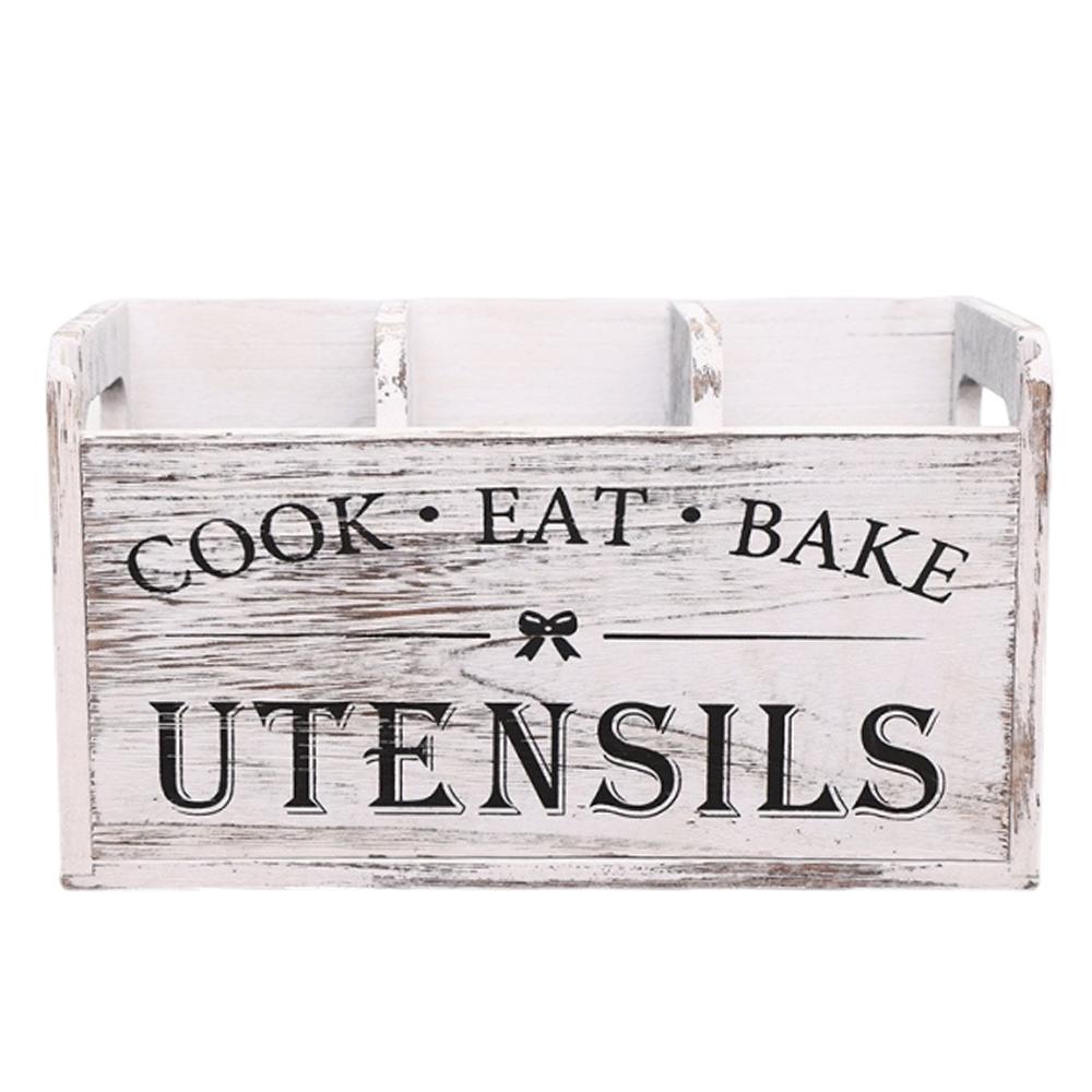 

3 Compartments Kitchen Utensil Holder Stable Chopstick Fork Spoon Organizer Kitchen Supplies белый