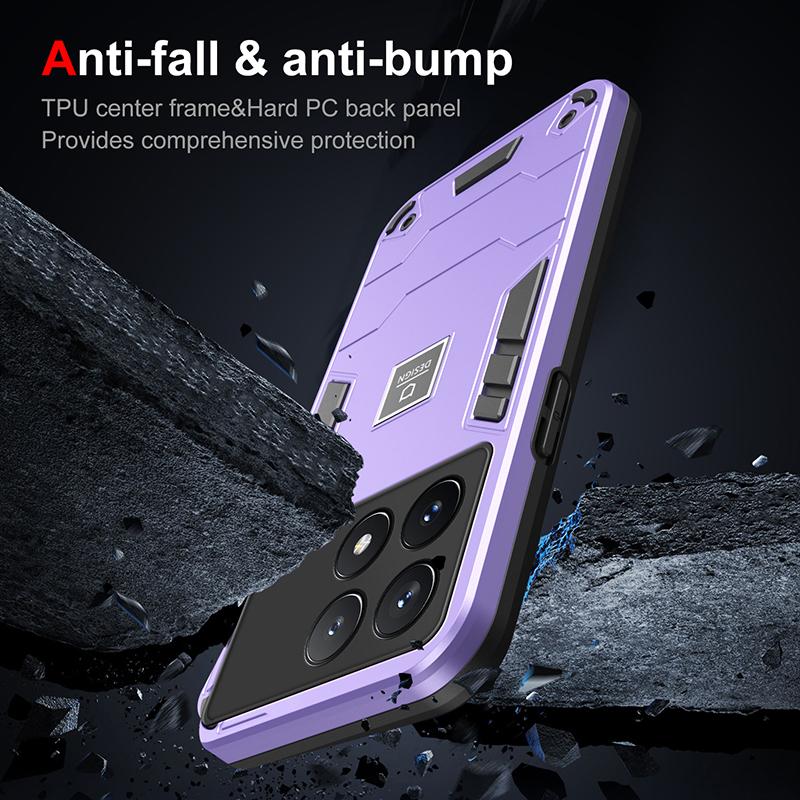 For POCO X6 Pro Armor Shockproof Magnetic Phone Case For Xiaomi POCO X4 Pro Poco X5 Pro Solid Color Hard PC+TPU Back Cover