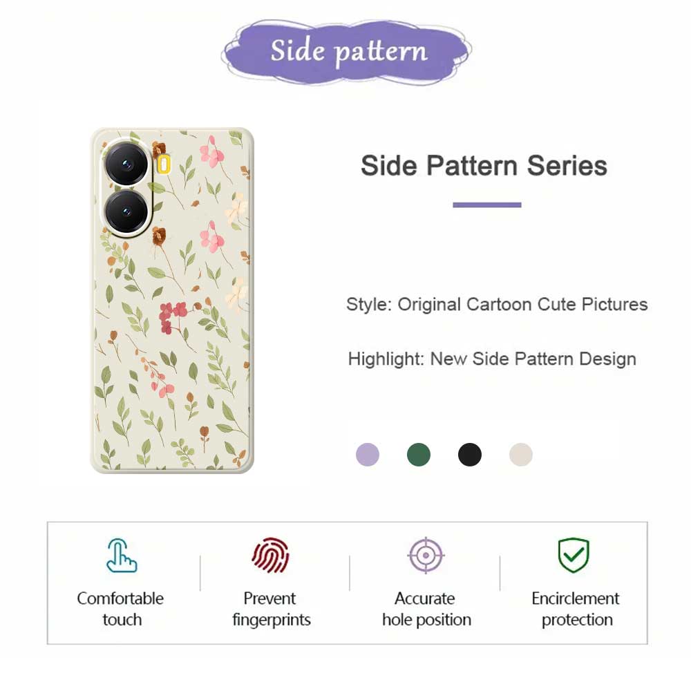 For Xiaomi Redmi Turbo 4 5G/Poco X7 Pro 5G Case Small Flower Leaves Pattern Printing Straight Edge TPU Phone Back Cover