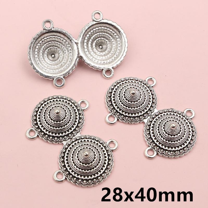 10pcs Antique Silver Plated Boho Vintage Flower Connector Charms Pendant DIY Jewelry Making Accessories Findings