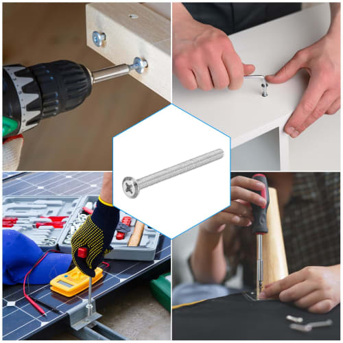 PATIKIL 16-Piece Round Head Phillips Head Machine Screws, M6-1 X 70mm, 304 Stainless Steel, 18-8 Full Thread, for Machinery and Furniture Repair, Conn