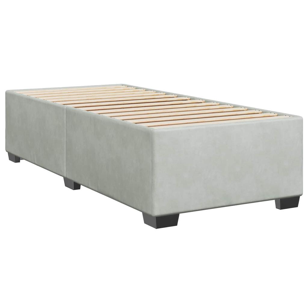 Box Spring Bed with Mattress Light Gray 80 X 200 Cm Velvet