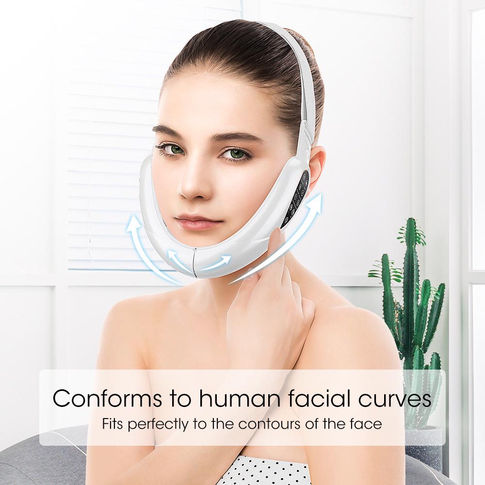 EMS Vibration V-Face Device: Remote-Controlled Beauty Massager with 5 Color Light Modes for Facial Care