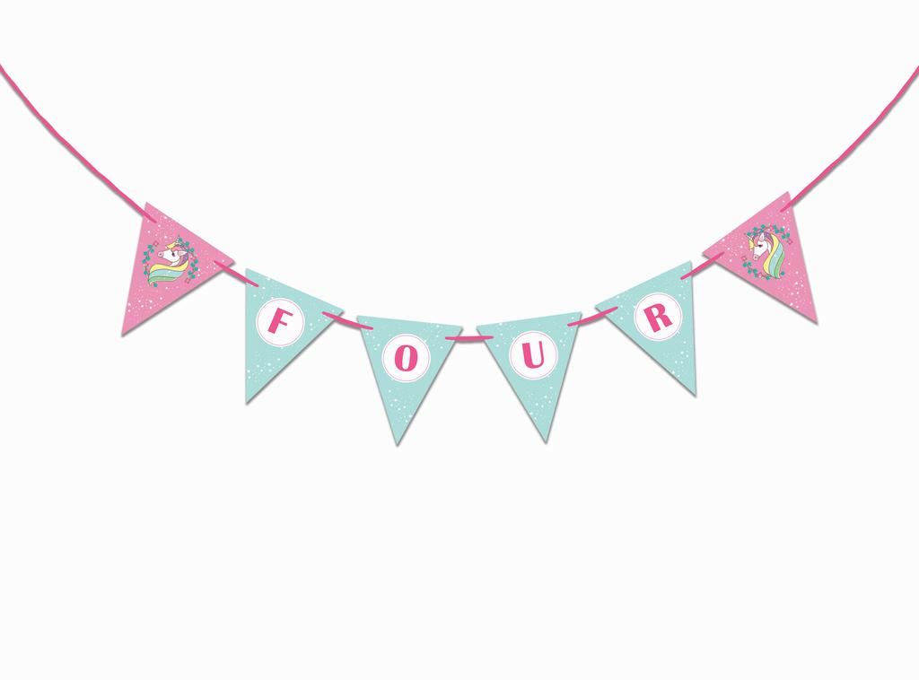 Inkdotpot Birthday Party Decorations Happy Birthday Party Garland Baby Girls Unicorn Pennant Banner